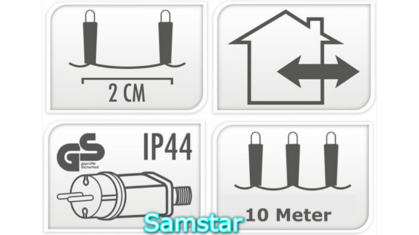 Kerstverlichting - 10 Meter - 100 LED's - IP44 Water Bescherming - 8 Standen - Aan Elkaar Te koppelen
