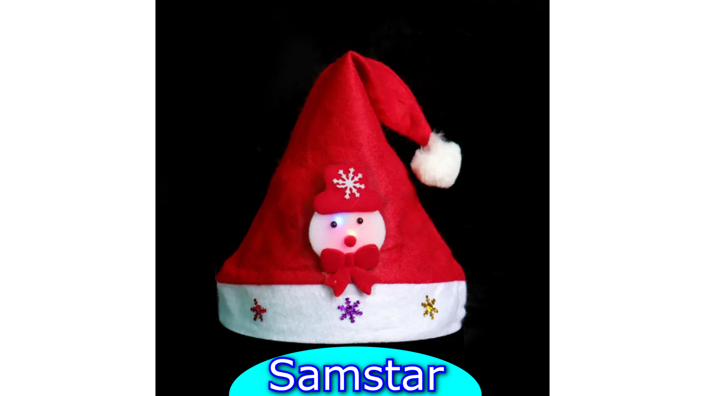 Kerst Mutsen - 4 Stuks - Met Verlichting - 28 cm - Met Kerst figuur