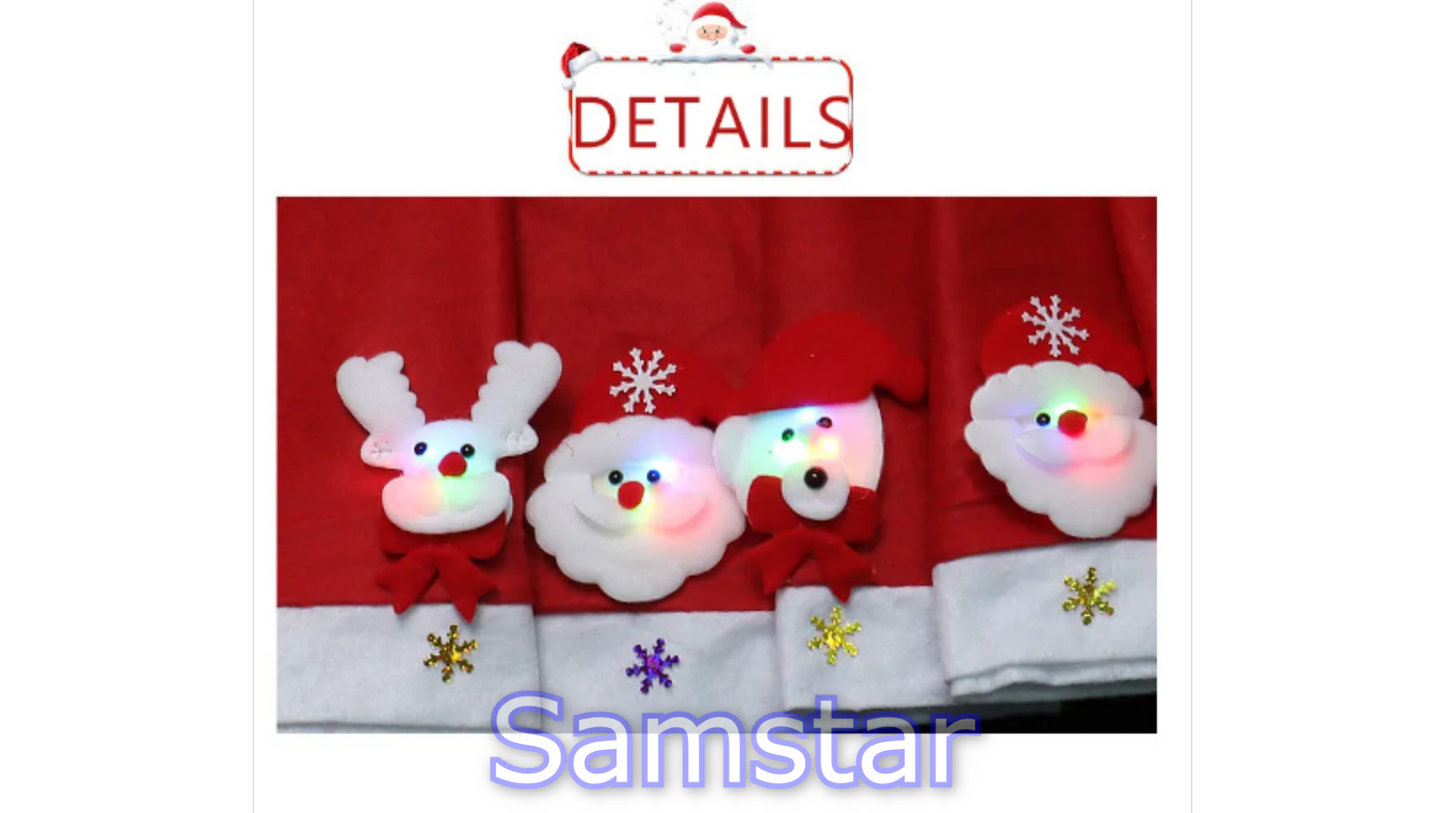 Kerst Mutsen - 4 Stuks - Met Verlichting - 28 cm - Met Kerst figuur
