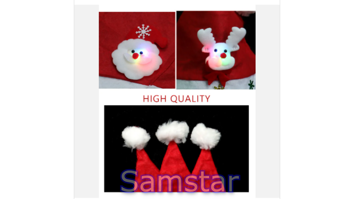 Kerst Mutsen - 4 Stuks - Met Verlichting - 28 cm - Met Kerst figuur